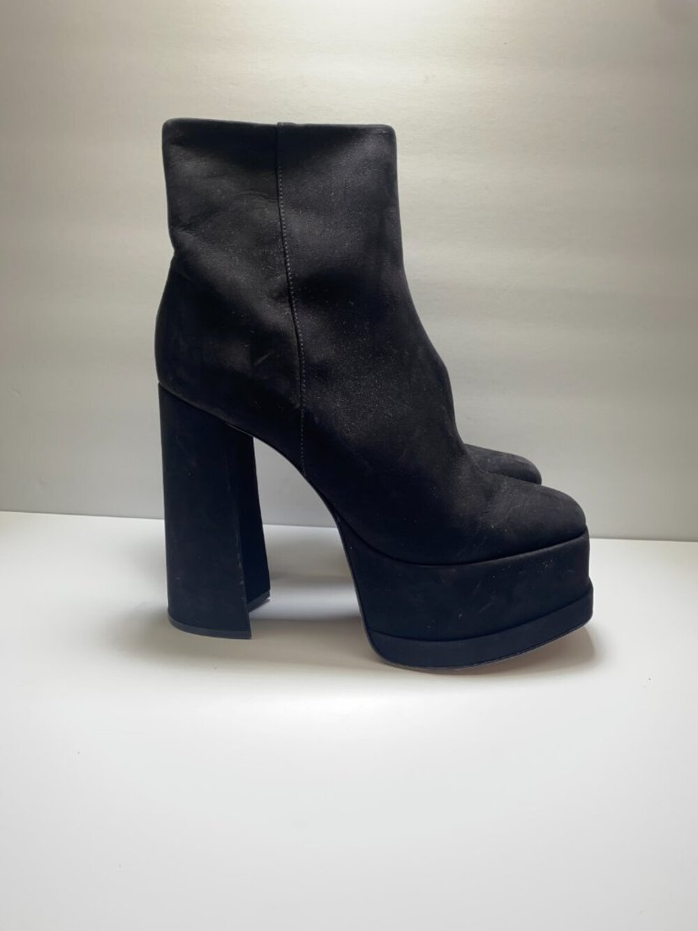 Schutz Women Selene Casual Black Suede Leather Double Platform Mid-Calf Boots 10